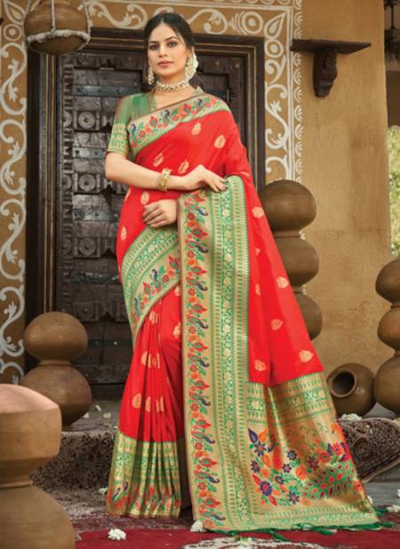 Red Colour SANGAM SHWETAMBARI New Designer Heavy Wedding Wear Silk Saree Collection 2202